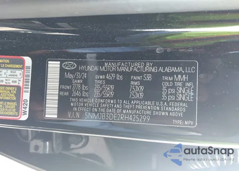 2024 Hyundai Tucson Sel from USA, damaged, VIN 5NMJB3DE2RH425299